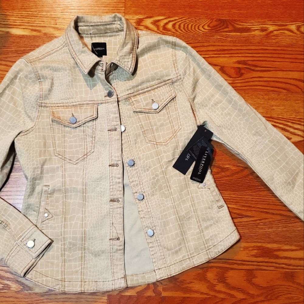 NEW LIVERPOOL GIRAFFE DENIM JACKET TAN LARGE
